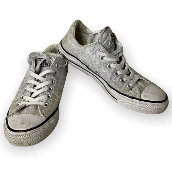 CONVERSE All Star Low Top Sneakers Grey Textile Classic Padded Lace Up Size 7.5 - Picture 2 of 10